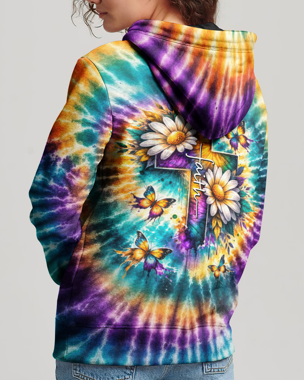 Faith Cross Daisies Swirl Women's All Over Print Shirt - Tltw1302261