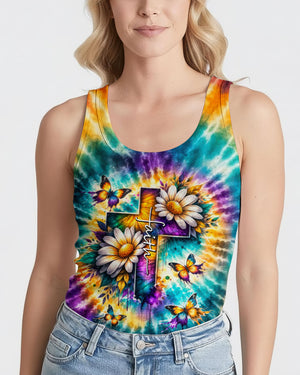 Faith Cross Daisies Swirl Women's All Over Print Shirt - Tltw1302261