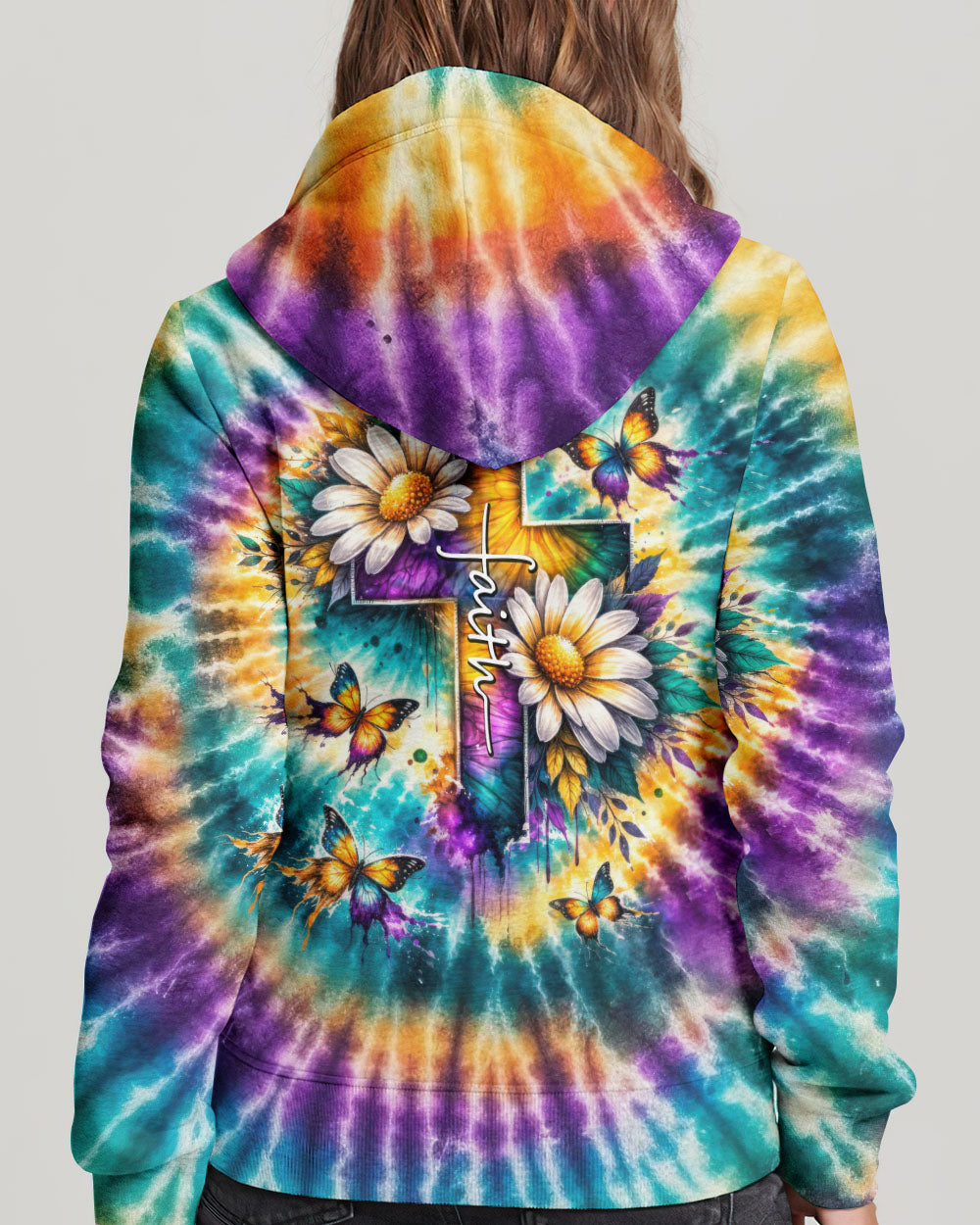 Faith Cross Daisies Swirl Women's All Over Print Shirt - Tltw1302261