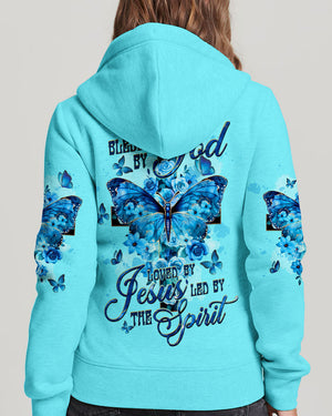 Blessed By God Loved By Jesus Cross Butterfly Women's All Over Print Shirt - Tltw1309251