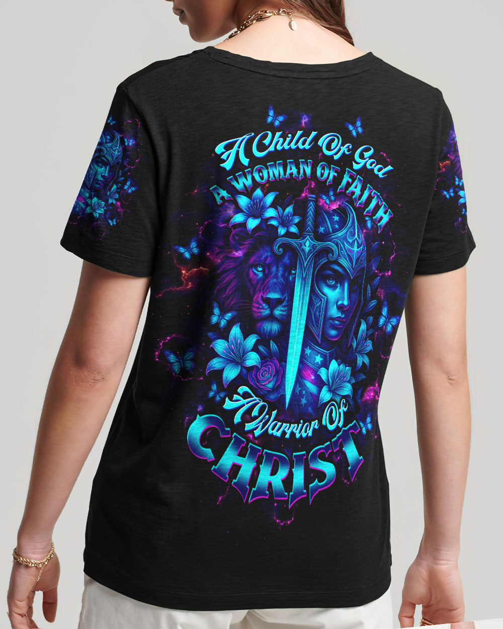 A Child Of God A Woman Of Faith Lion Warrior Women's All Over Print Shirt  - Tltw1707253