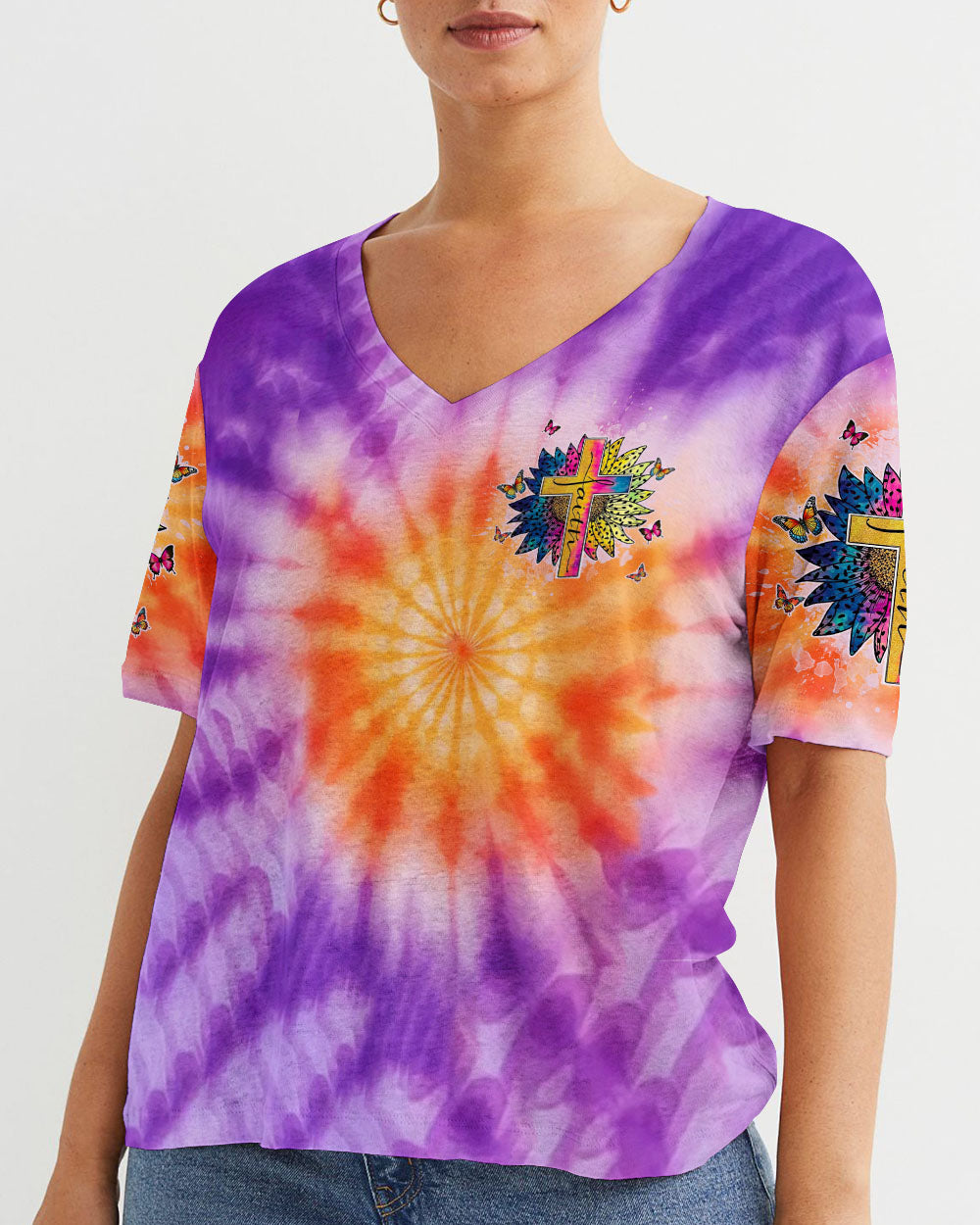 I Believe In God Cross Sunflower Women's All Over Print Shirt - Tltw1811243