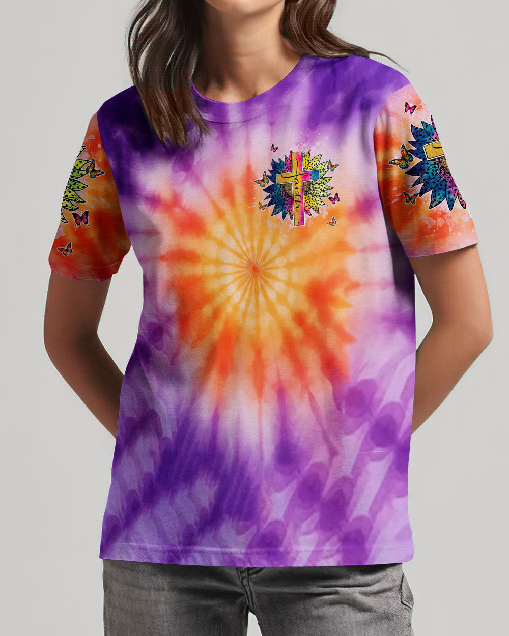I Believe In God Cross Sunflower Women's All Over Print Shirt - Tltw1811243
