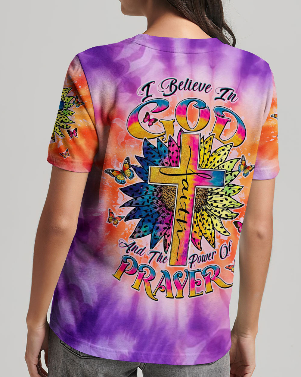 I Believe In God Cross Sunflower Women's All Over Print Shirt - Tltw1811243