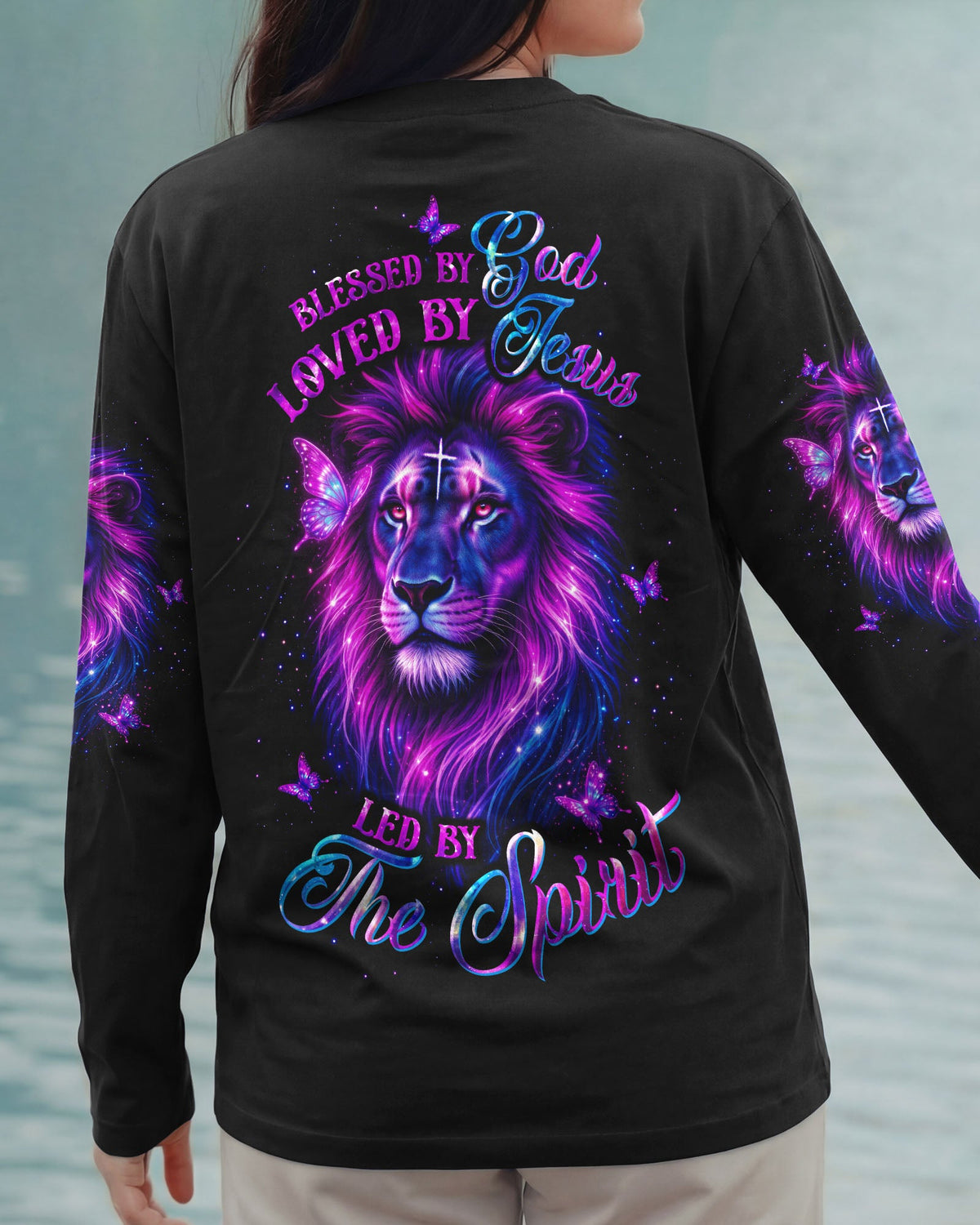 Blessed By God Lion Butterfly Women's All Over Print Shirt  - Tltw1903262
