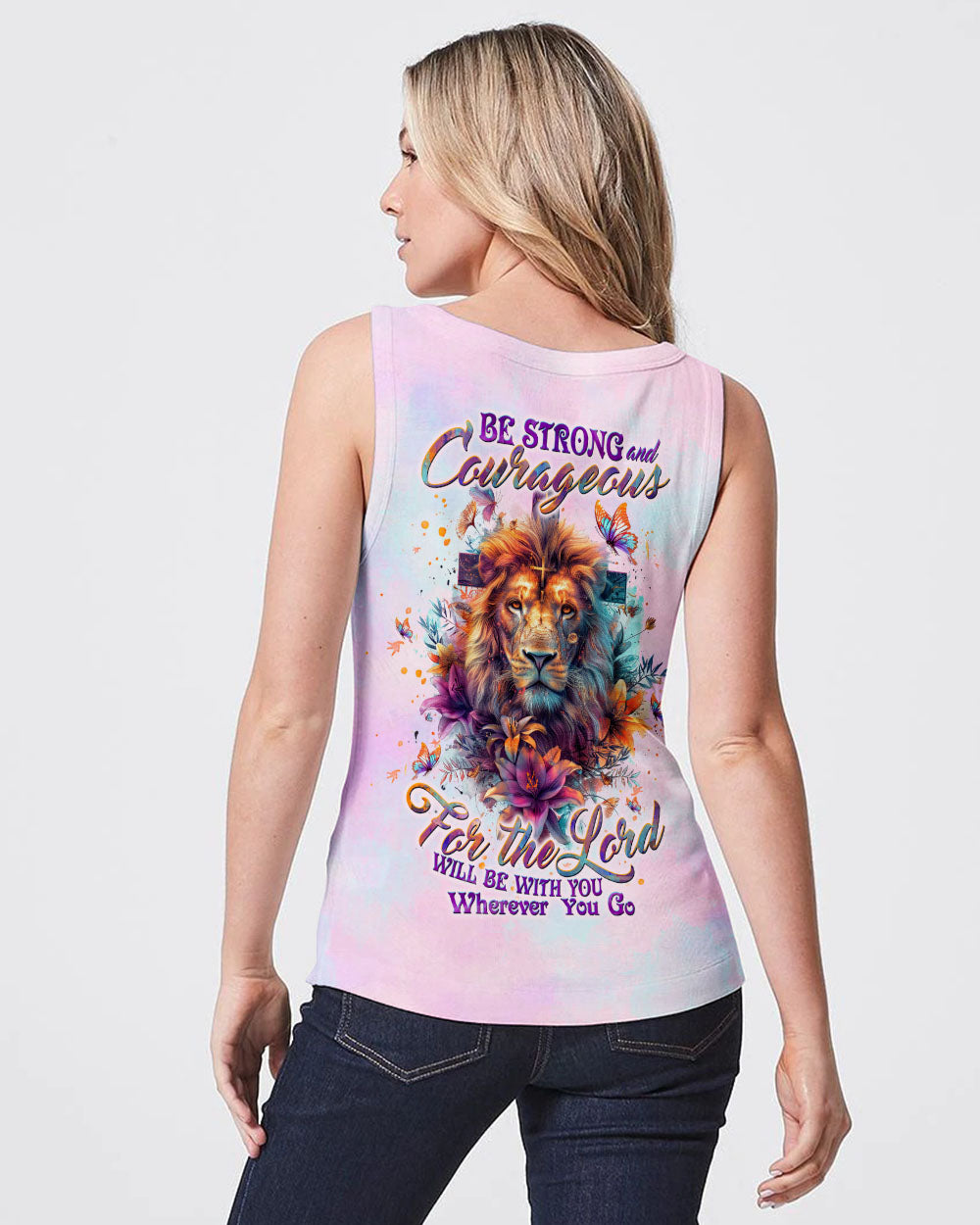 Be Strong And Courageous Lion Lilies Women's All Over Print Shirt - Tltw1904244