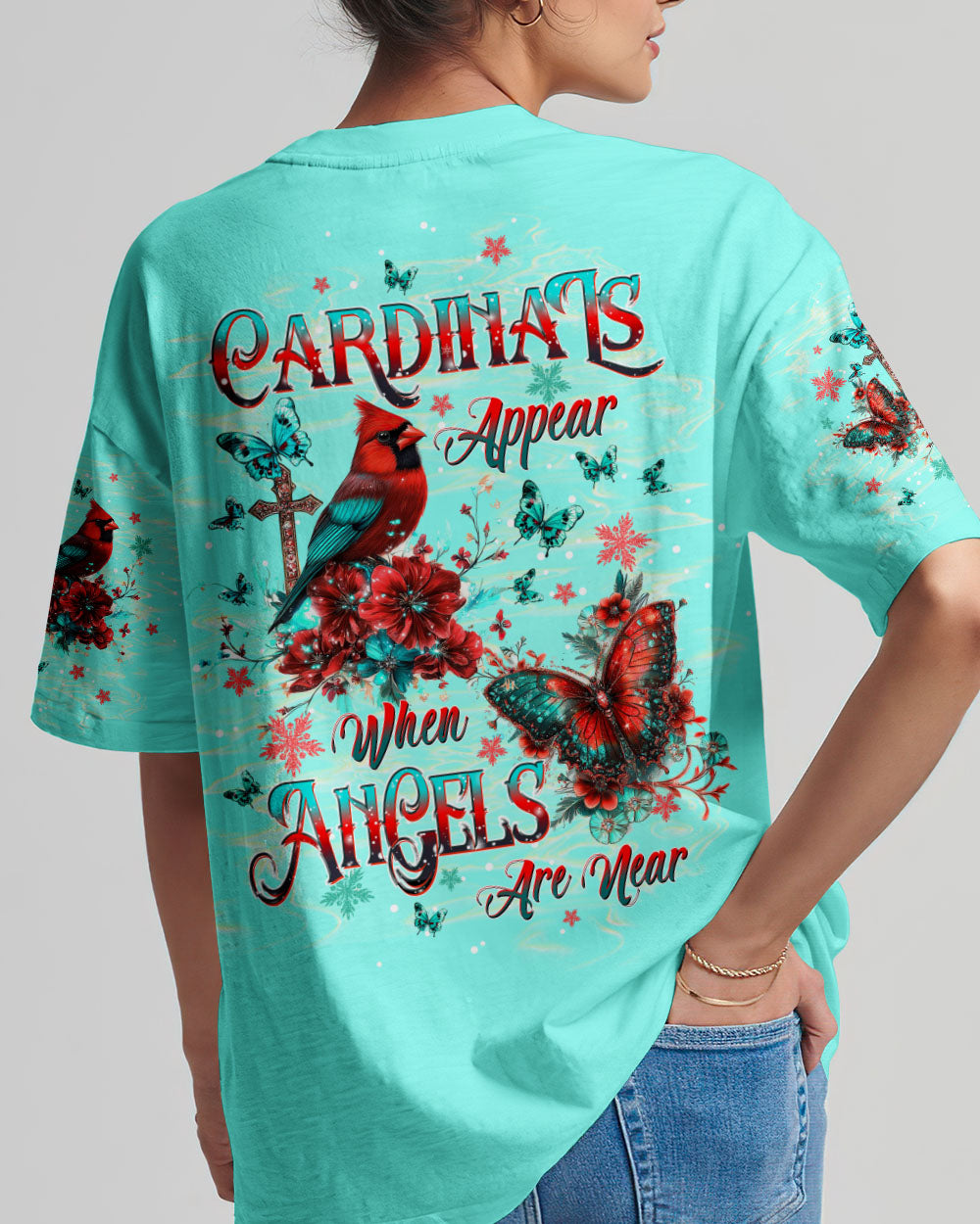 When Cardinals Appear Angels Are Near Women's All Over Print Shirt  - Tltw2110243