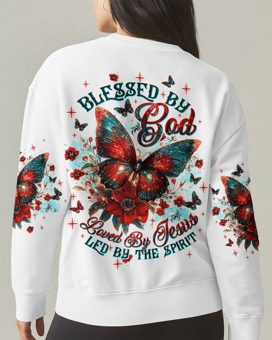 Blessed By God Loved By Jesus Butterfly Women's All Over Print Shirt - Tltw2209251
