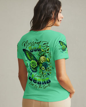 Blessed By God Loved By Jesus Butterfly Women's All Over Print Shirt - Tltw2210252