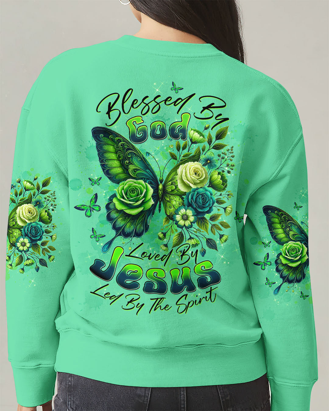 Blessed By God Loved By Jesus Butterfly Women's All Over Print Shirt - Tltw2210252