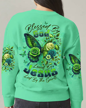 Blessed By God Loved By Jesus Butterfly Women's All Over Print Shirt - Tltw2210252
