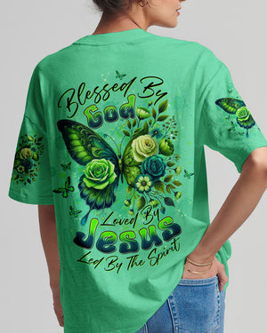 Blessed By God Loved By Jesus Butterfly Women's All Over Print Shirt - Tltw2210252