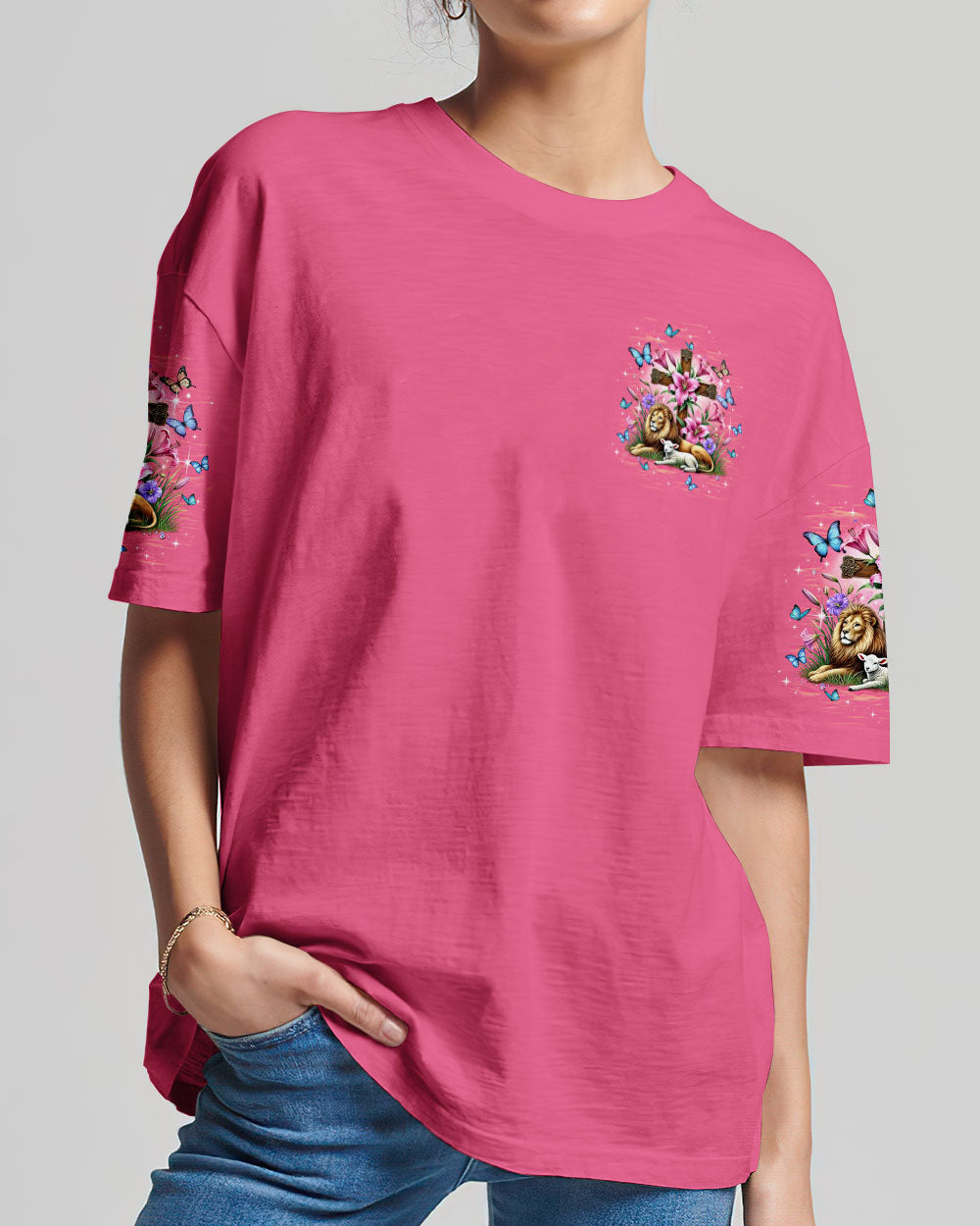 I Believe In God Lion Lamb Women's All Over Print Shirt  - Tltw2301254