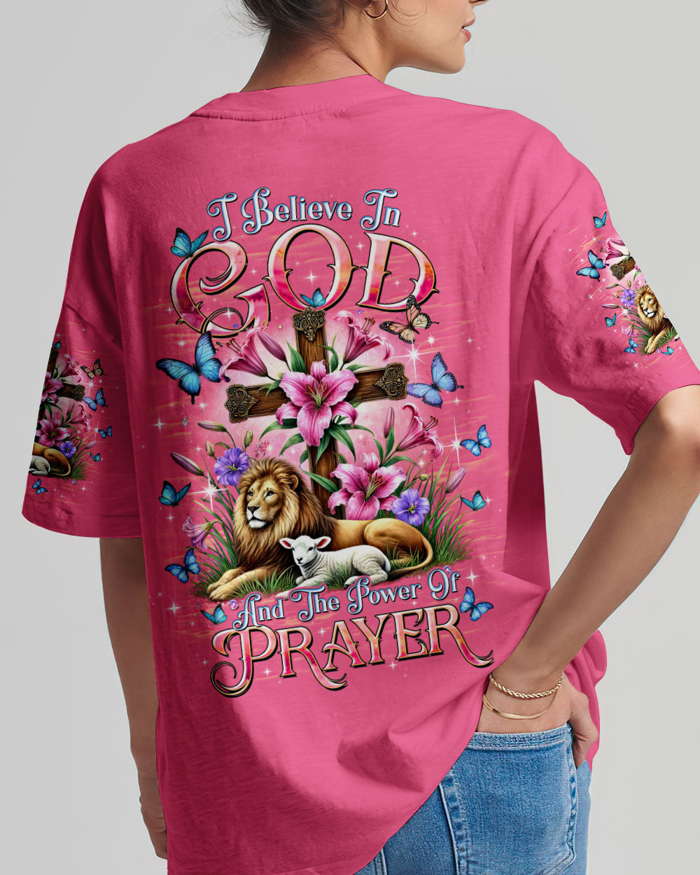 I Believe In God Lion Lamb Women's All Over Print Shirt  - Tltw2301254