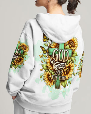 God Is Good All The Time Cross Sunflower Women's All Over Print Shirt - Tltw2311244