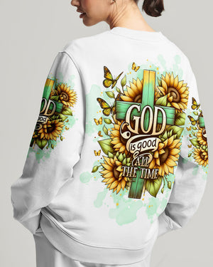 God Is Good All The Time Cross Sunflower Women's All Over Print Shirt - Tltw2311244
