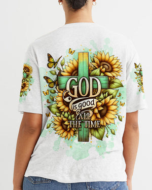 God Is Good All The Time Cross Sunflower Women's All Over Print Shirt - Tltw2311244
