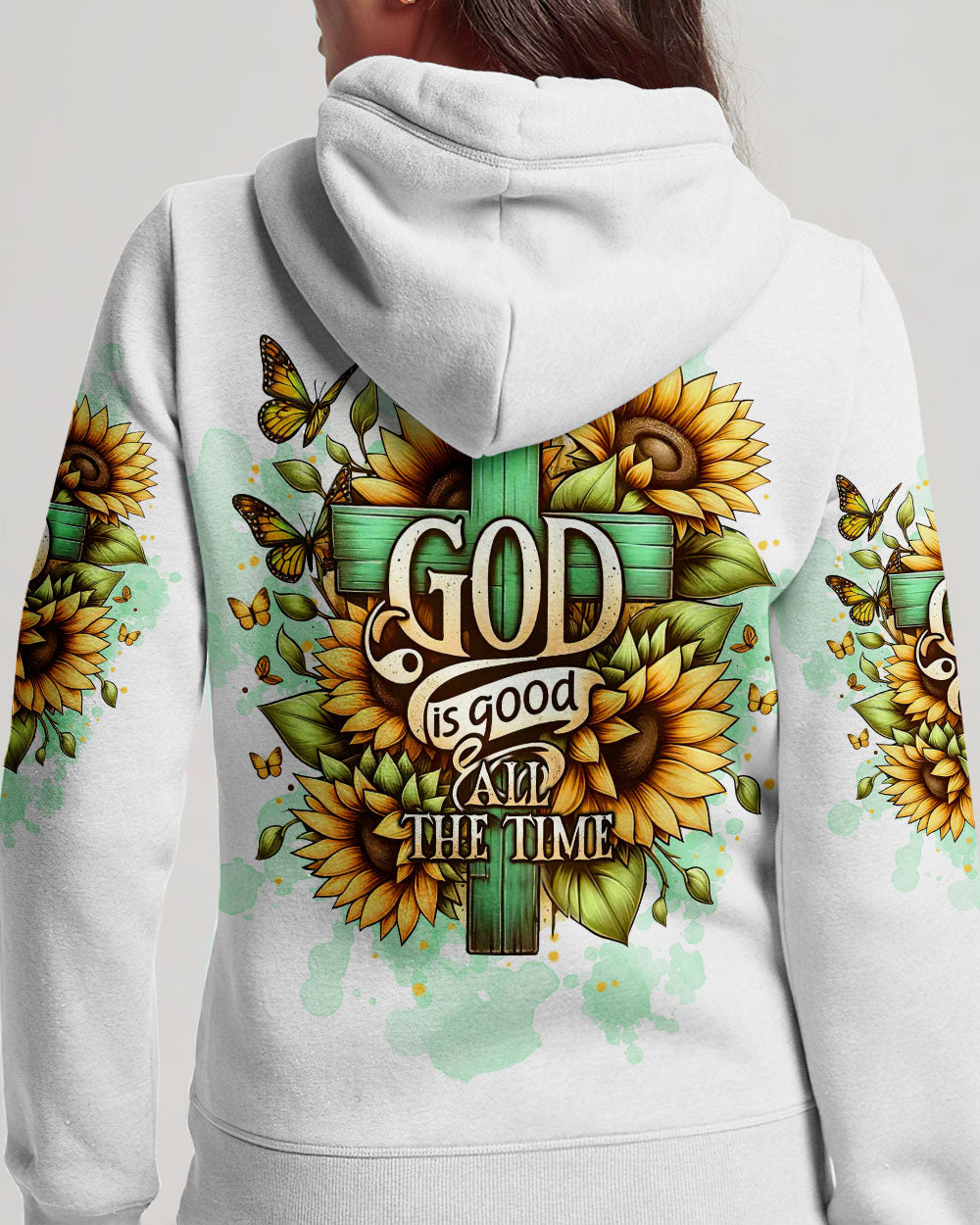 God Is Good All The Time Cross Sunflower Women's All Over Print Shirt - Tltw2311244
