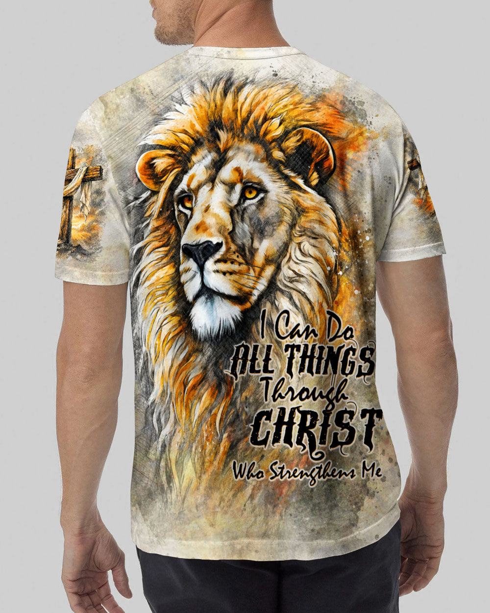 I Can Do All Things Through Christ Lion Cross Men's All Over Print  - Tltw2404264
