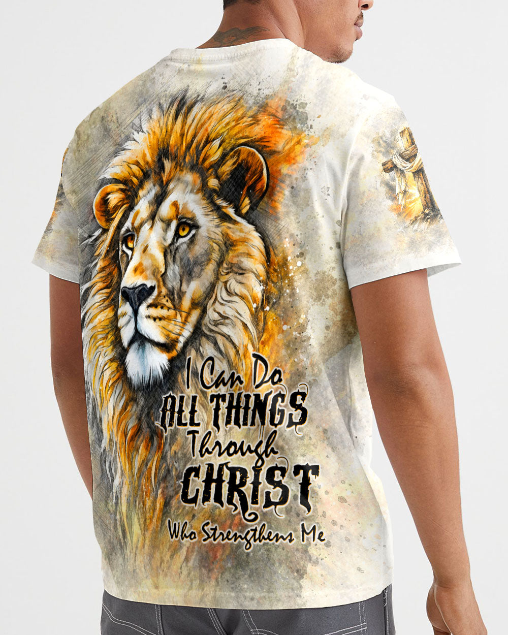 I Can Do All Things Through Christ Lion Cross Men's All Over Print  - Tltw2404264