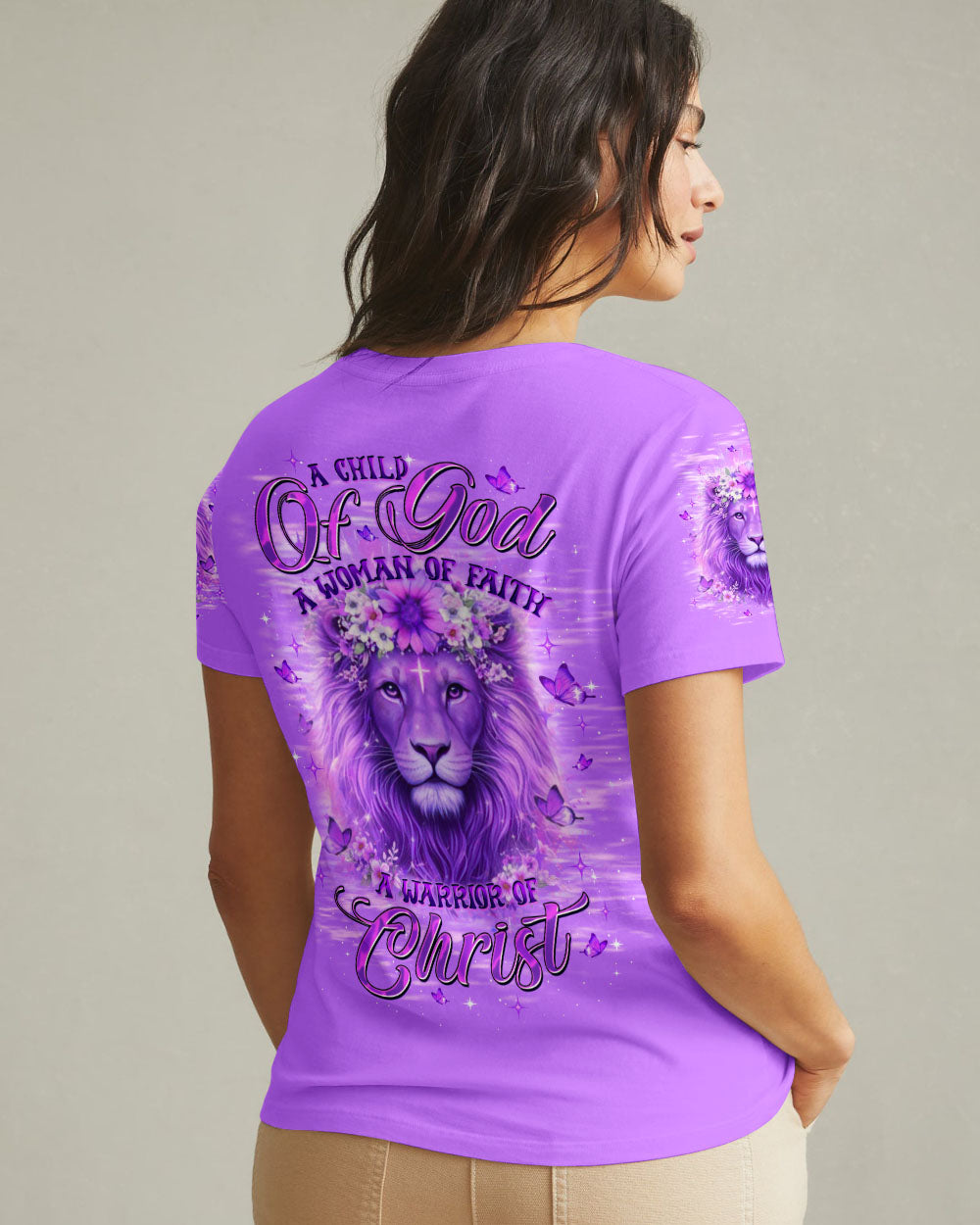 A Child Of God A Woman Of Faith Lion Women's All Over Print Shirt   - Tltw2701263