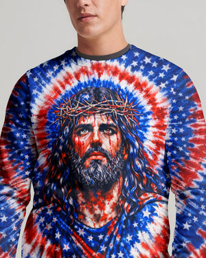 Jesus Halo Of Faith Red White & Blue Swirl Men's All Over Print Shirt  - Tltw2803261