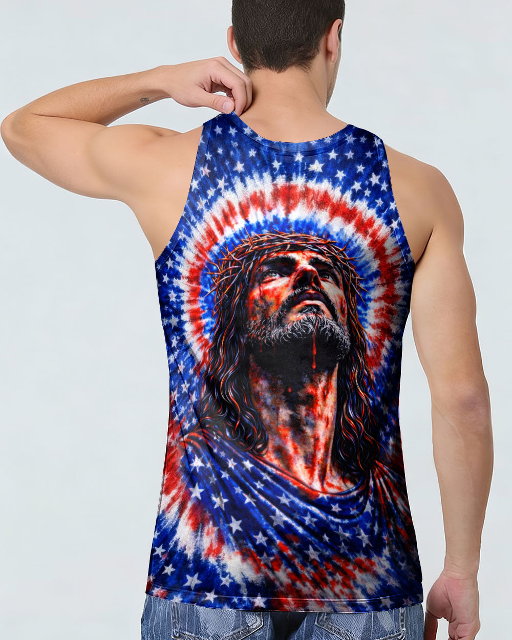 Jesus Halo Of Faith Red White & Blue Swirl Men's All Over Print Shirt  - Tltw2803261