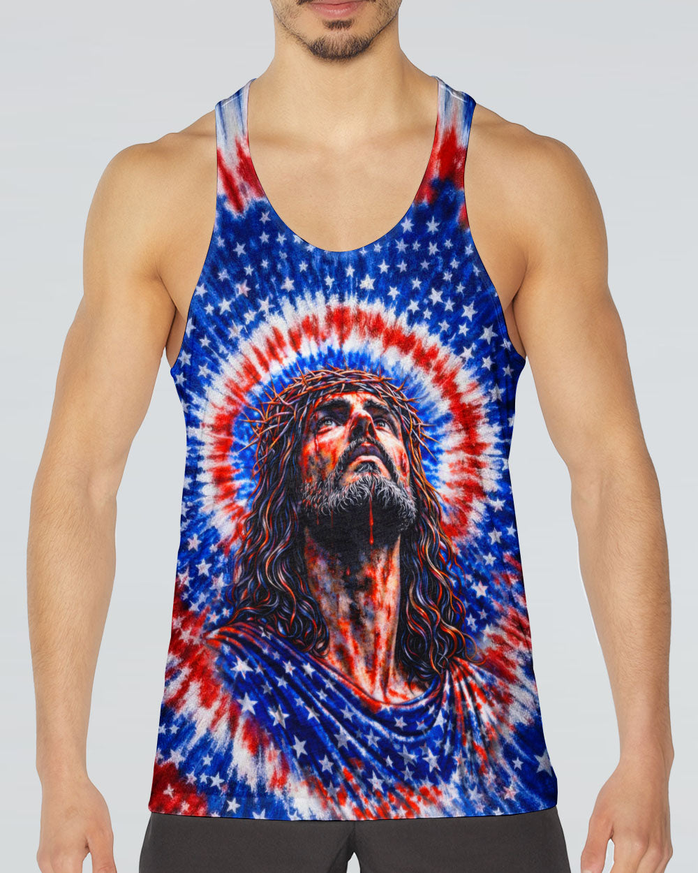 Jesus Halo Of Faith Red White & Blue Swirl Men's All Over Print Shirt  - Tltw2803261