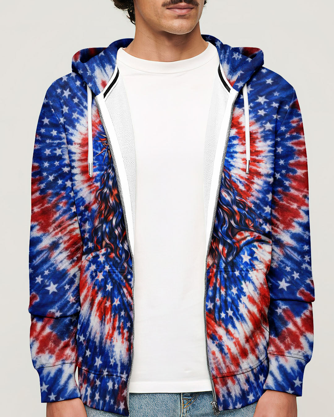 Jesus Halo Of Faith Red White & Blue Swirl Men's All Over Print Shirt  - Tltw2803261