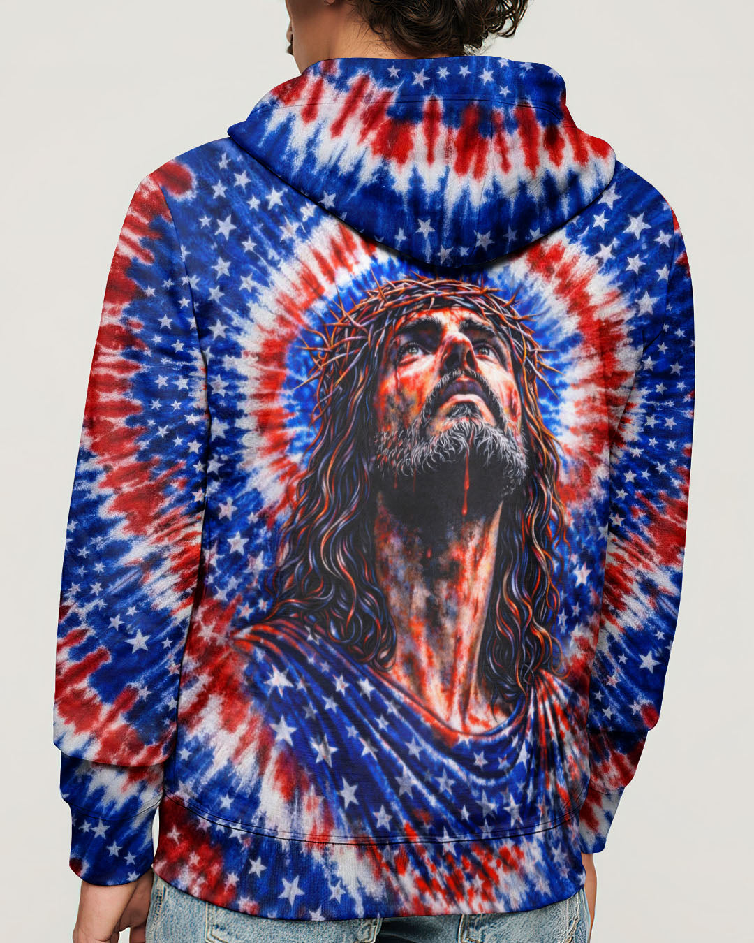 Jesus Halo Of Faith Red White & Blue Swirl Men's All Over Print Shirt  - Tltw2803261
