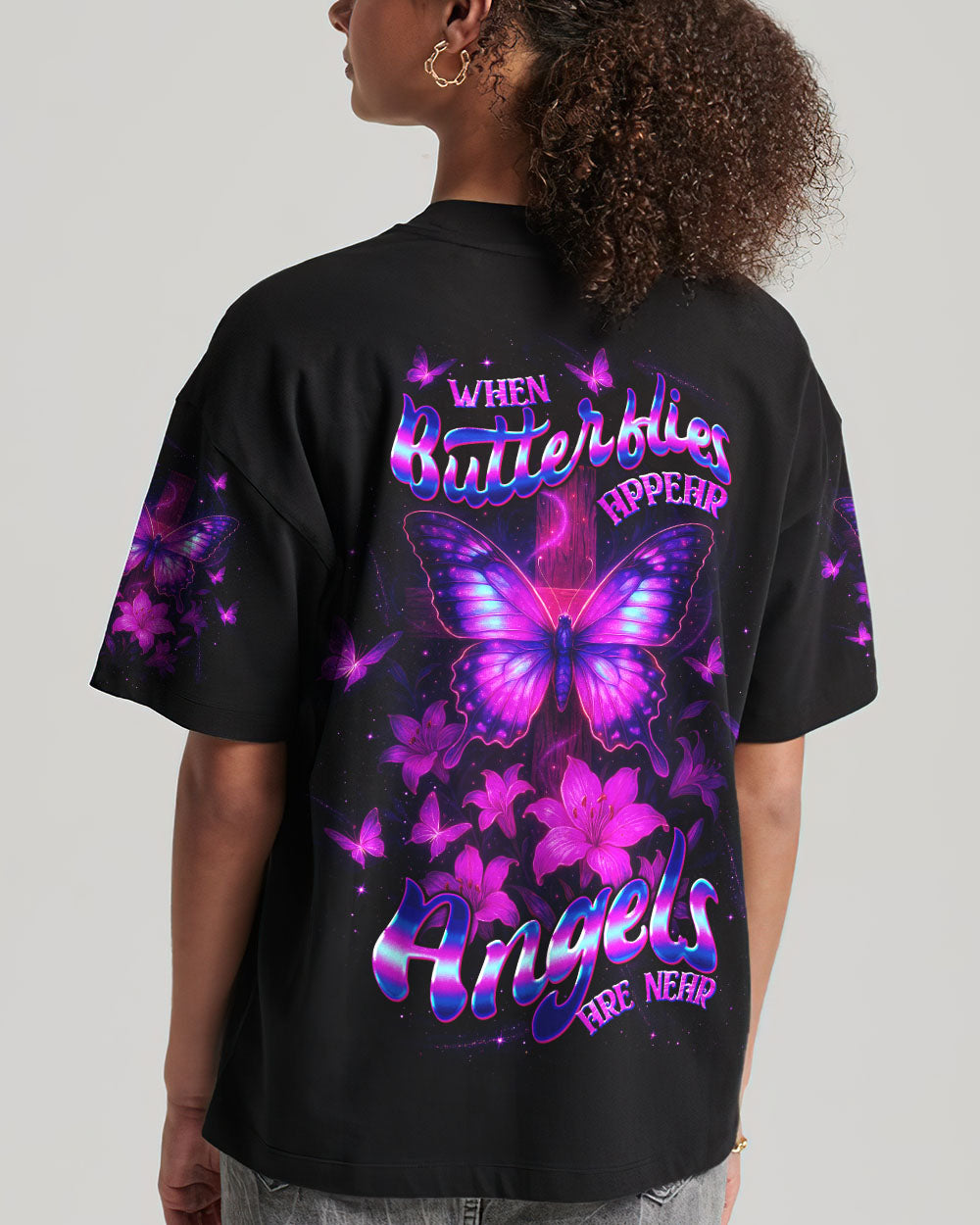 When Butterflies Appear Angels Are Near Women's All Over Print Shirt  - Tltw3006252