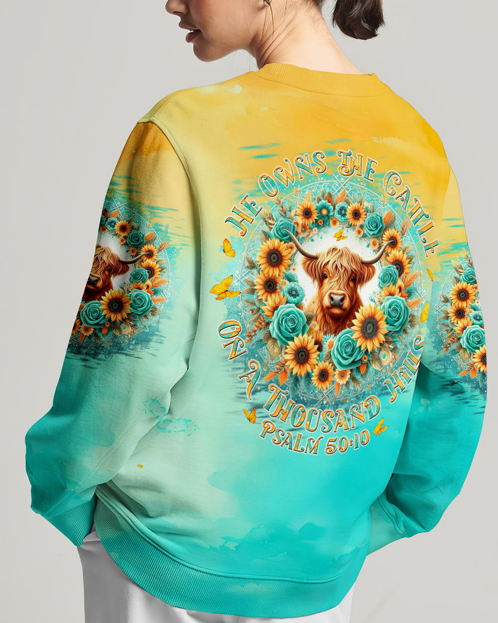 He Owns The Cattle On A Thousand Hills Cow Women's All Over Print Shirt - Tltw3007243