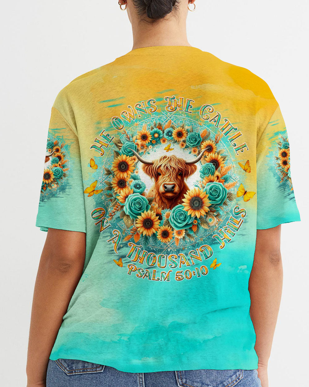 He Owns The Cattle On A Thousand Hills Cow Women's All Over Print Shirt - Tltw3007243