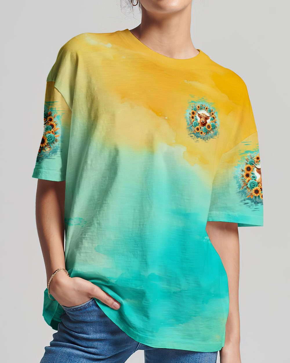 He Owns The Cattle On A Thousand Hills Cow Women's All Over Print Shirt - Tltw3007243