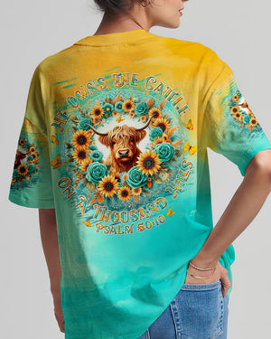 He Owns The Cattle On A Thousand Hills Cow Women's All Over Print Shirt - Tltw3007243