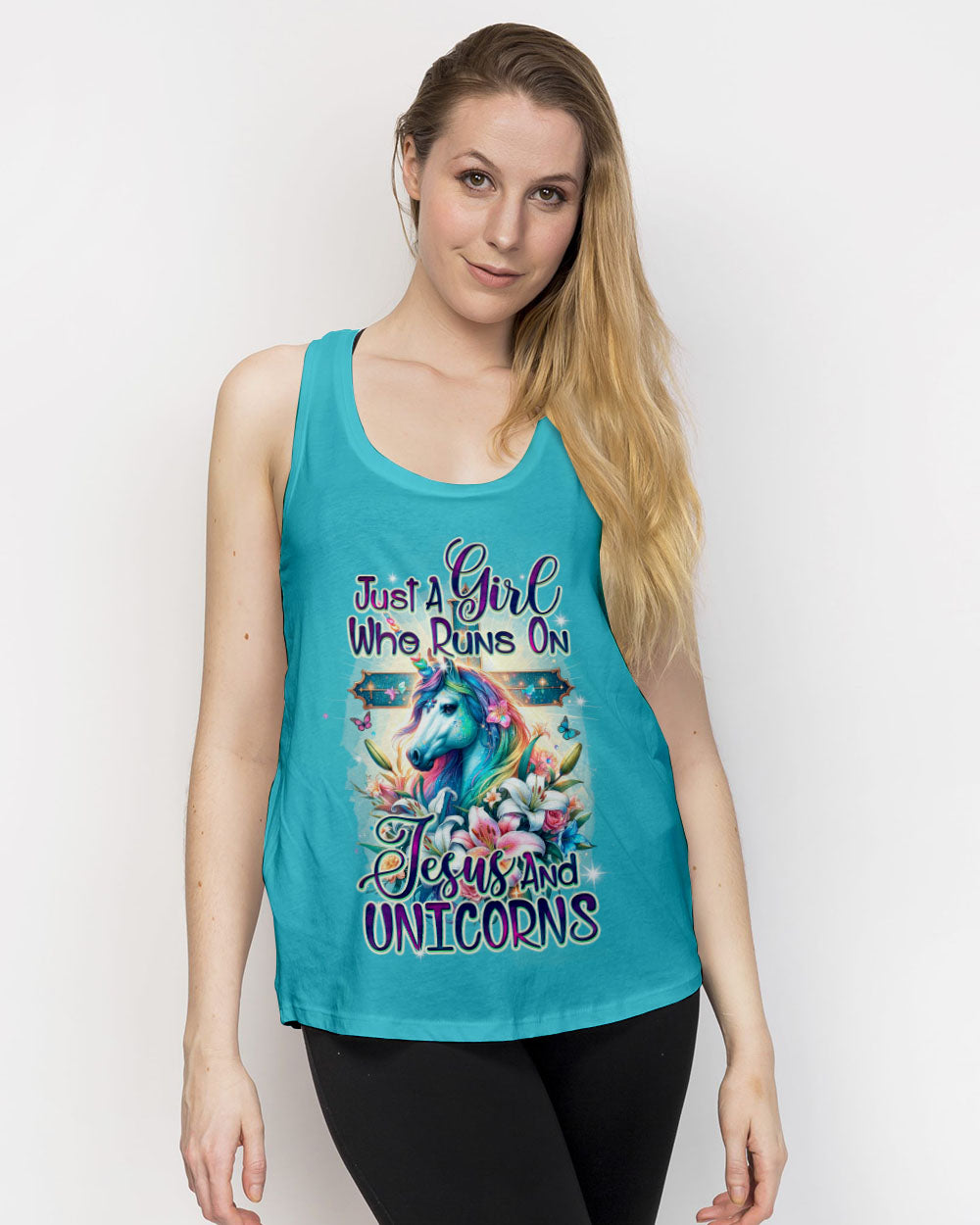 Runs On Jesus And Unicorns Women's All Over Print Shirt - Ty1912231