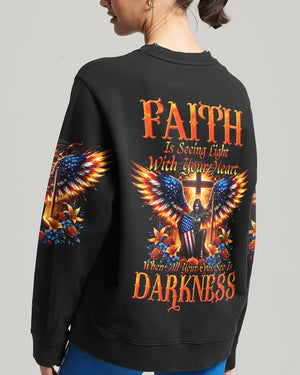 Faith Is Seeing Light With Your Heart Women's All Over Print Shirt - Tyhi1806242