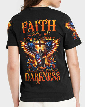 Faith Is Seeing Light With Your Heart Women's All Over Print Shirt - Tyhi1806242