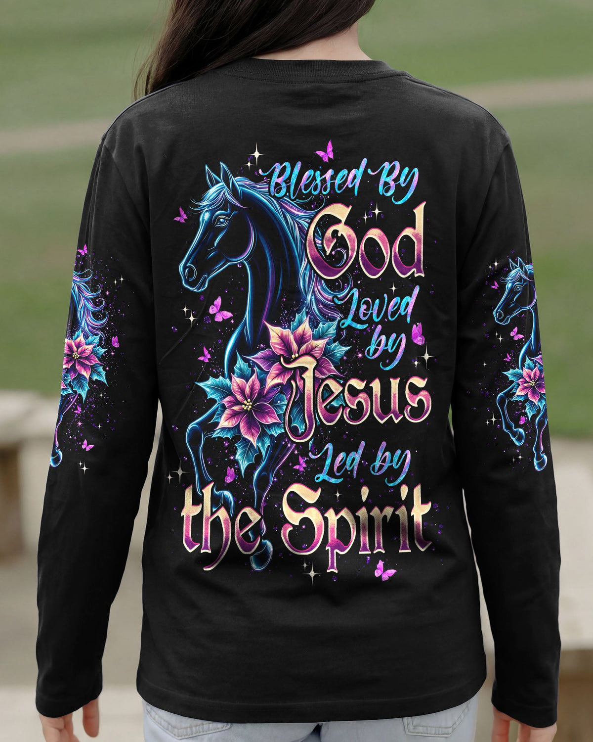 Blessed By God Loved By Jesus Horse Women's All Over Print Shirt - Typq0403262