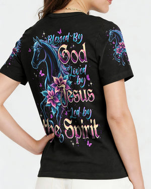 Blessed By God Loved By Jesus Horse Women's All Over Print Shirt - Typq0403262