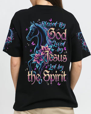 Blessed By God Loved By Jesus Horse Women's All Over Print Shirt - Typq0403262