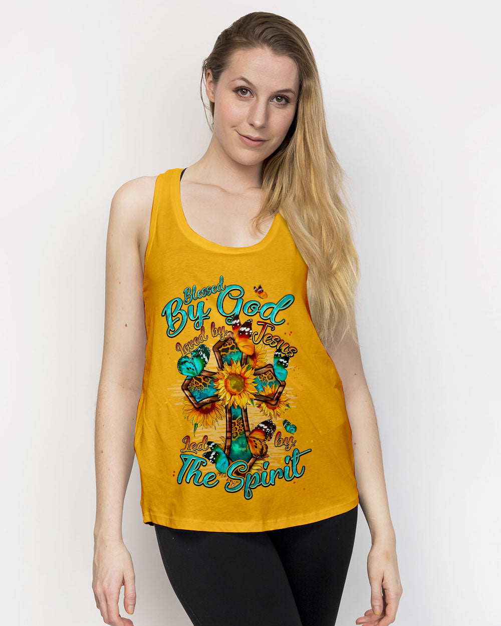 Blessed By God Cross Sunflower Women's All Over Print Shirt - Typq0809253