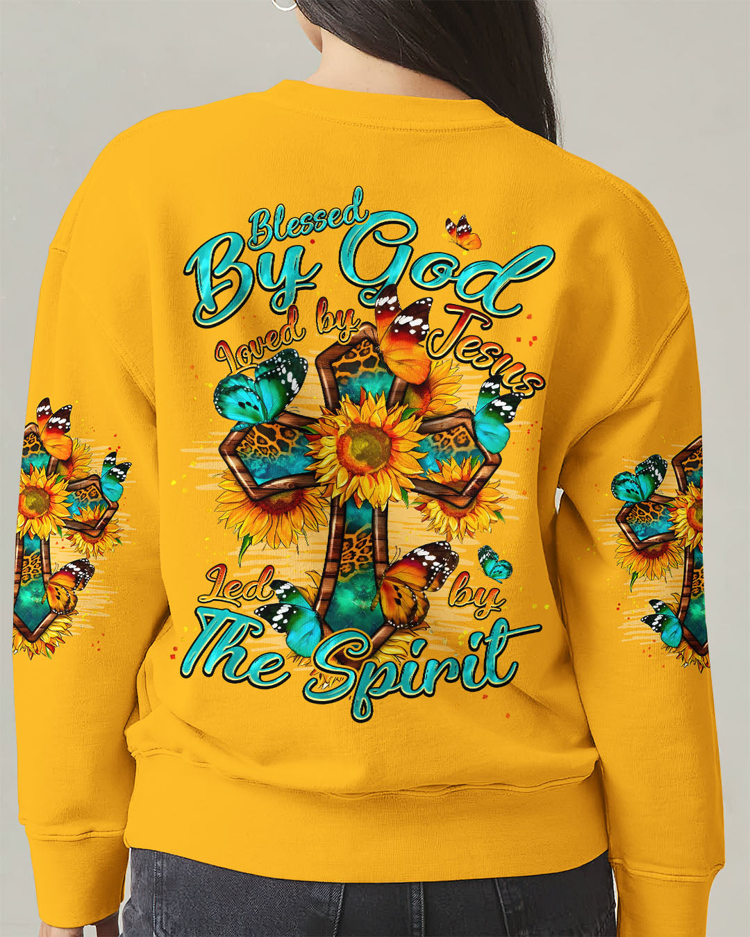 Blessed By God Cross Sunflower Women's All Over Print Shirt - Typq0809253