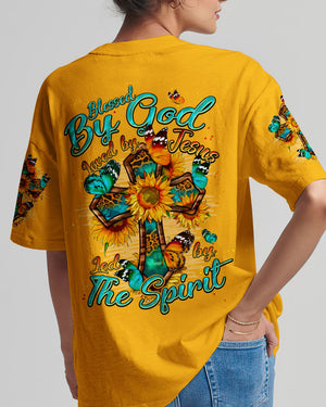 Blessed By God Cross Sunflower Women's All Over Print Shirt - Typq0809253