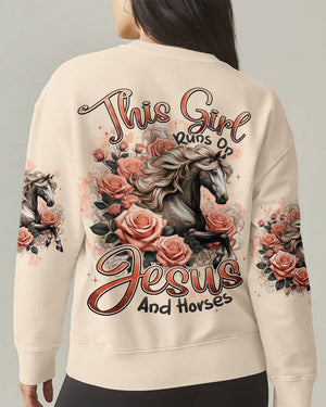 This Girl Runs On Jesus And Horses Women's All Over Print Shirt - Typq2811252
