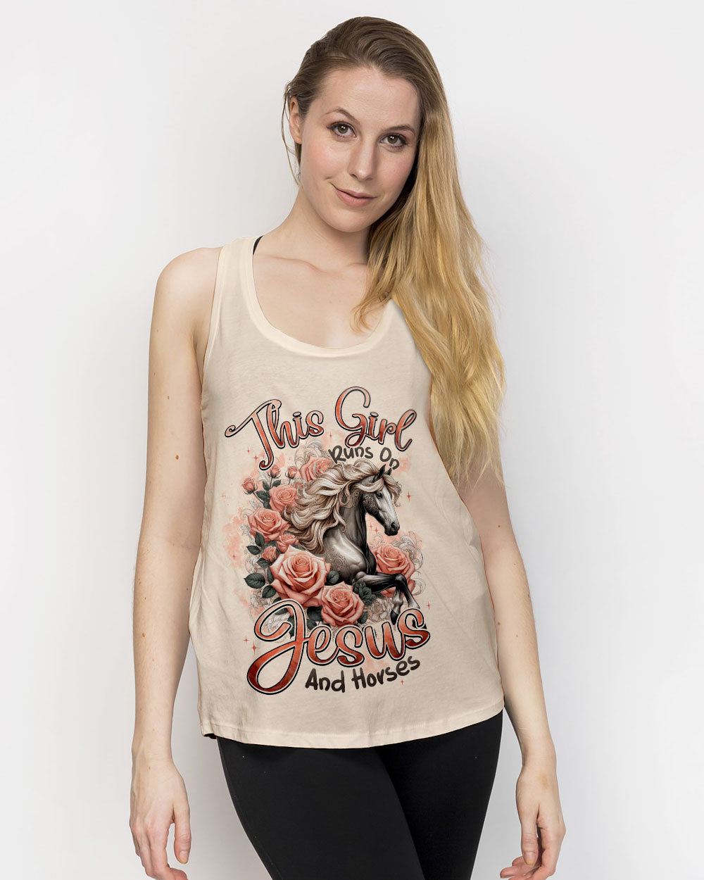 This Girl Runs On Jesus And Horses Women's All Over Print Shirt - Typq2811252