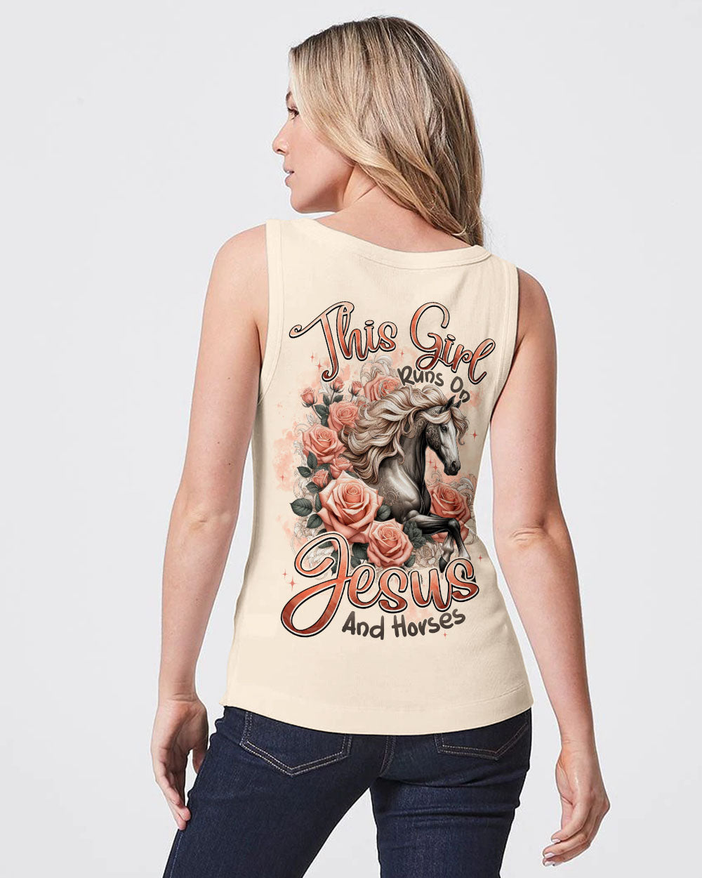 This Girl Runs On Jesus And Horses Women's All Over Print Shirt - Typq2811252