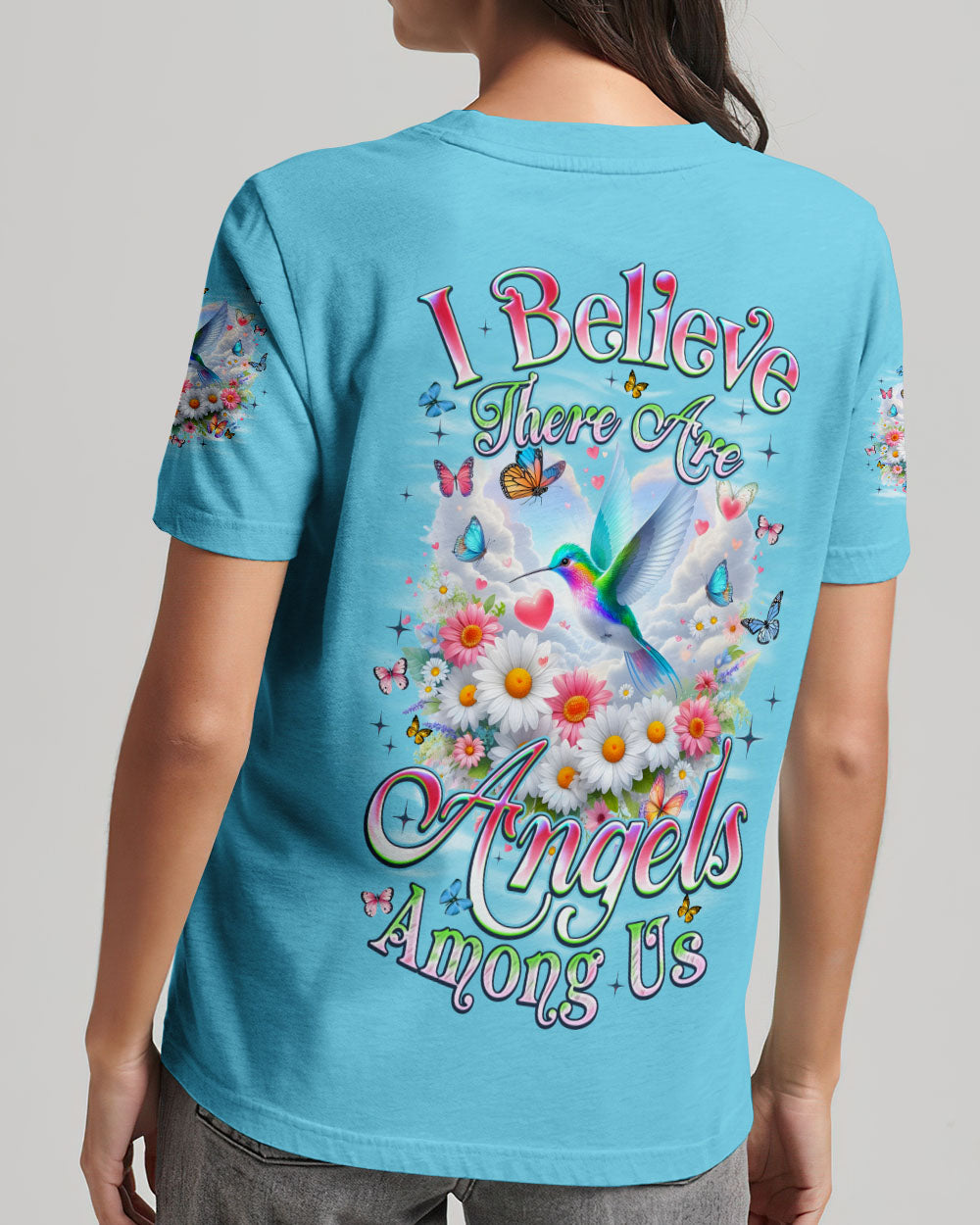 I Believe There Are Angels Among Us Hummingbird Women's All Over Print Shirt - Tyqy0602262