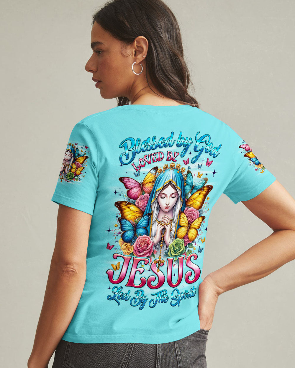 Blessed By God Cross Women's All Over Print Shirt - Tyqy0909253
