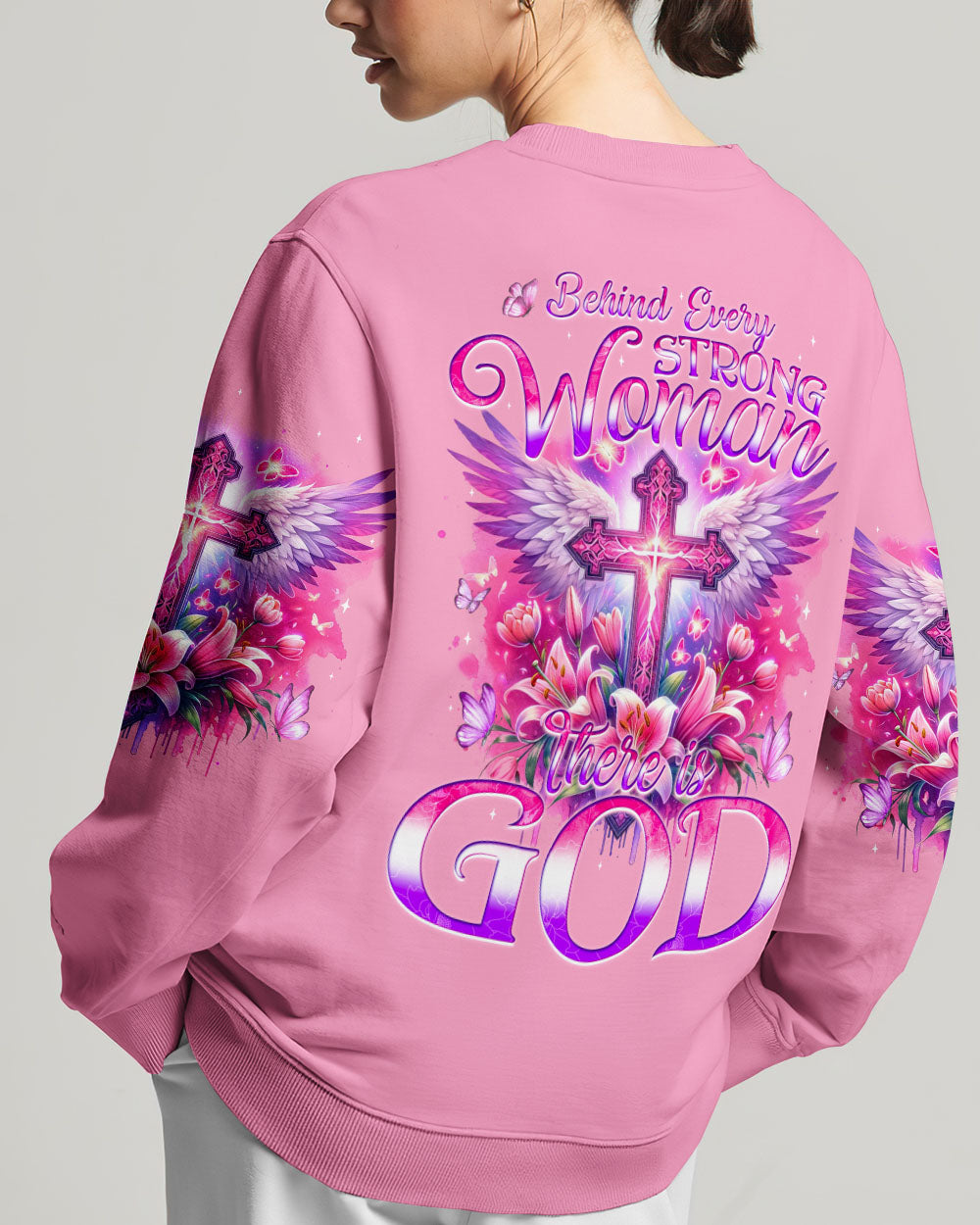 Behind Every Strong Woman There Is God Women's All Over Print Shirt - Tyqy1106241